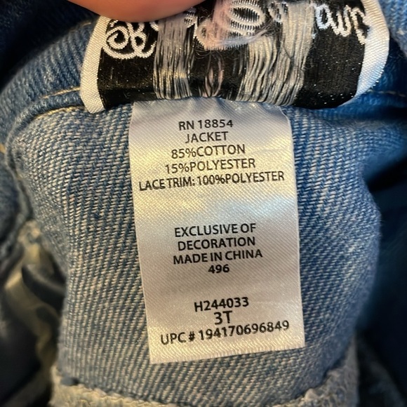 Rare Editions Denim Lace Embroidered Floral Design Jean Jacket size 3T - Picture 5 of 14